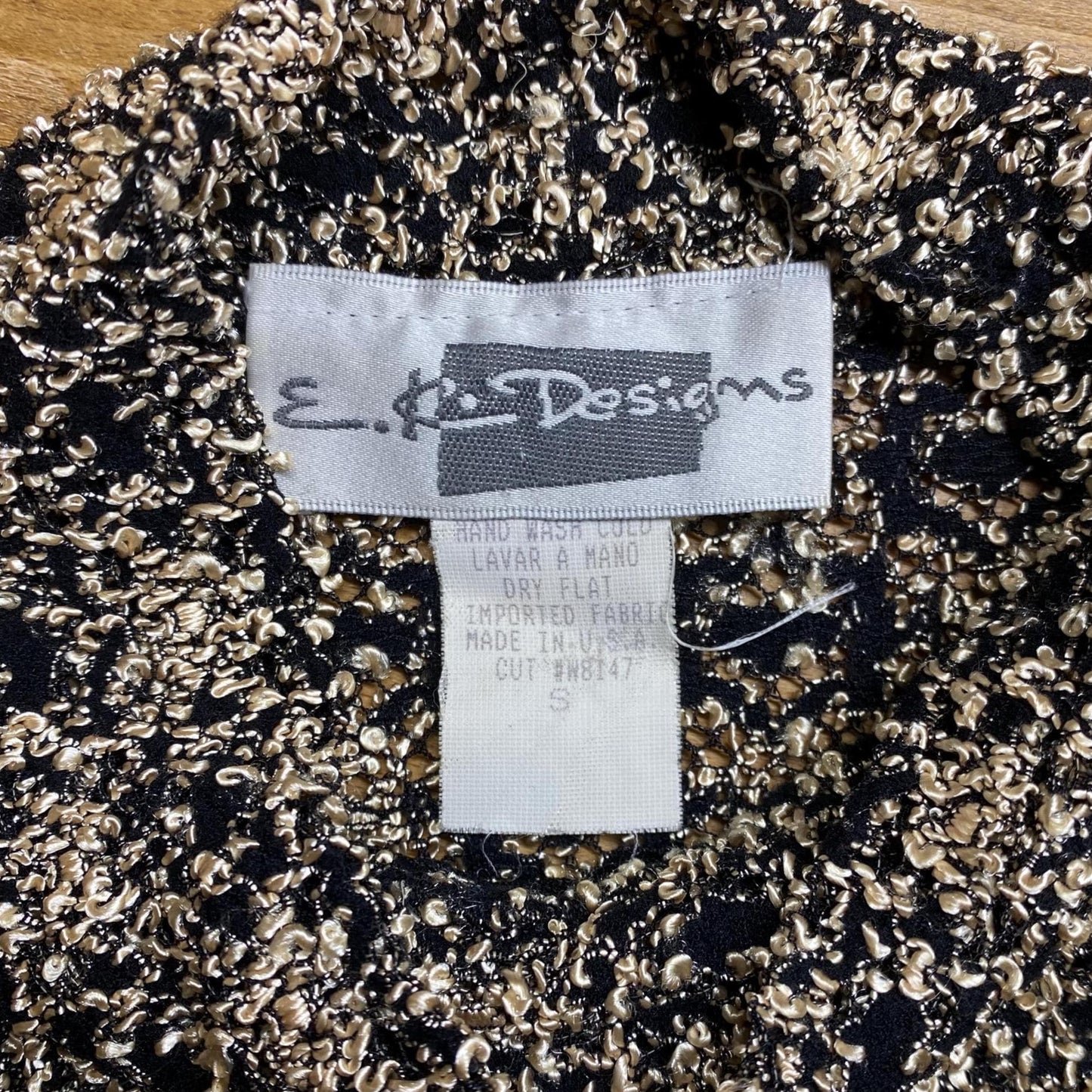 Vintage 90s Two Tone Boucle Knit Tank Top - Small | Minimalist Stretchy Open Weave Sleeveless Mockneck Shirt