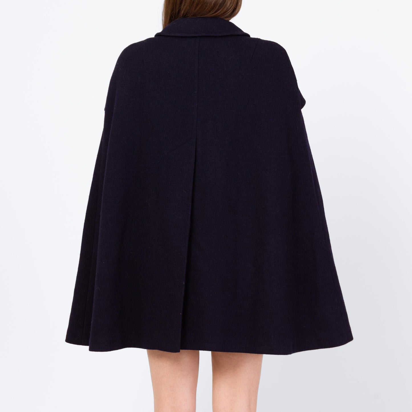 Vintage 60s Mod Navy Blue Wool Cape - Small