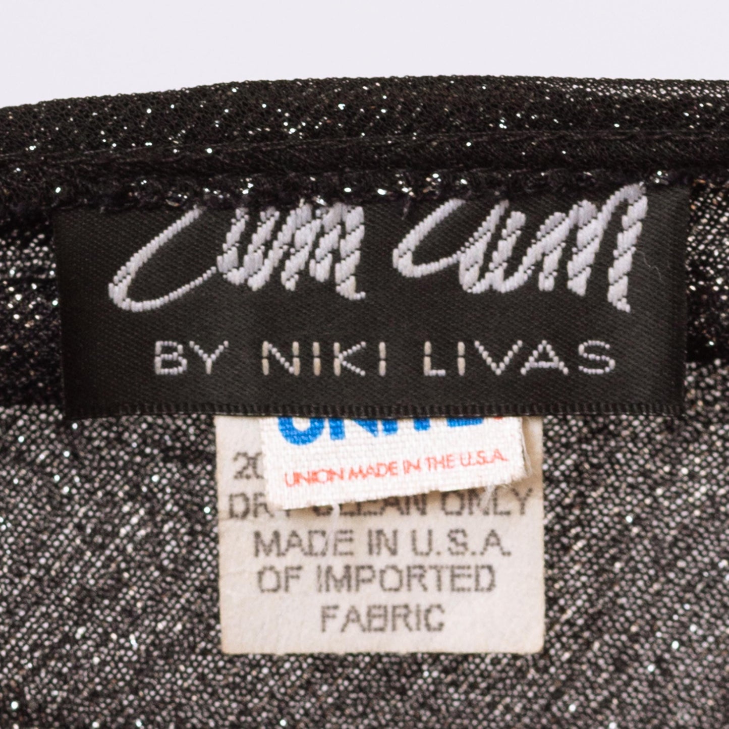 Vintage 90s Black & Silver Metallic Low Back Gown - Small | Zum Zum Niki Livas Keyhole A Line Formal Evening Maxi Dress With Train