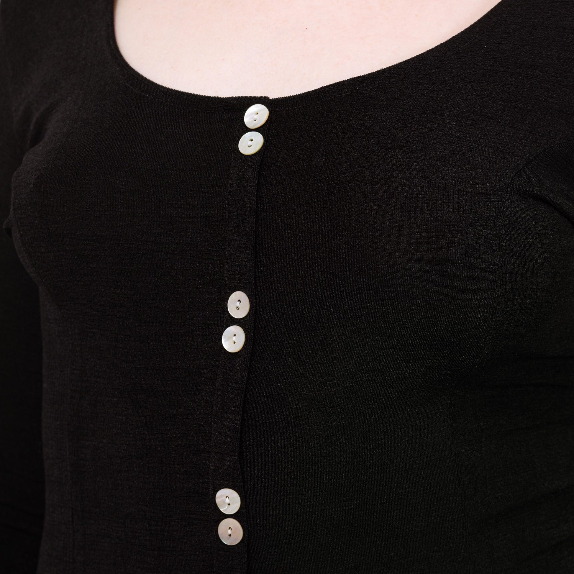 Vintage 90s Slinky Black Long Sleeve Maxi Dress - Large | Minimalist Button Front Witchy Goth Grunge Dress