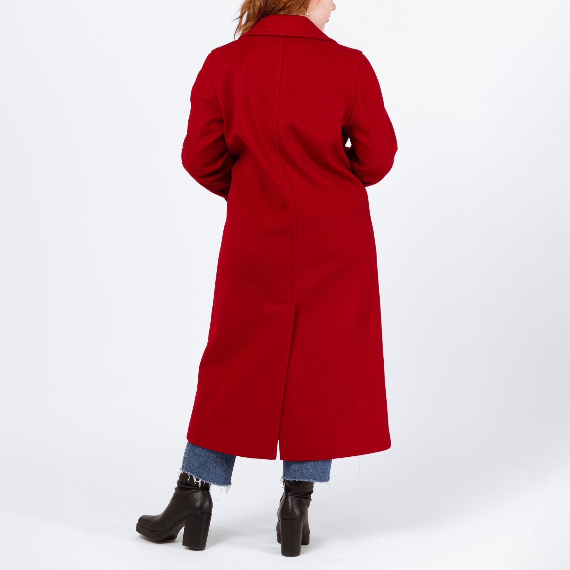 Vintage 80s Red Wool Double Breasted Overcoat - Medium | Forecaster Of Boston Button Up Long Winter Coat