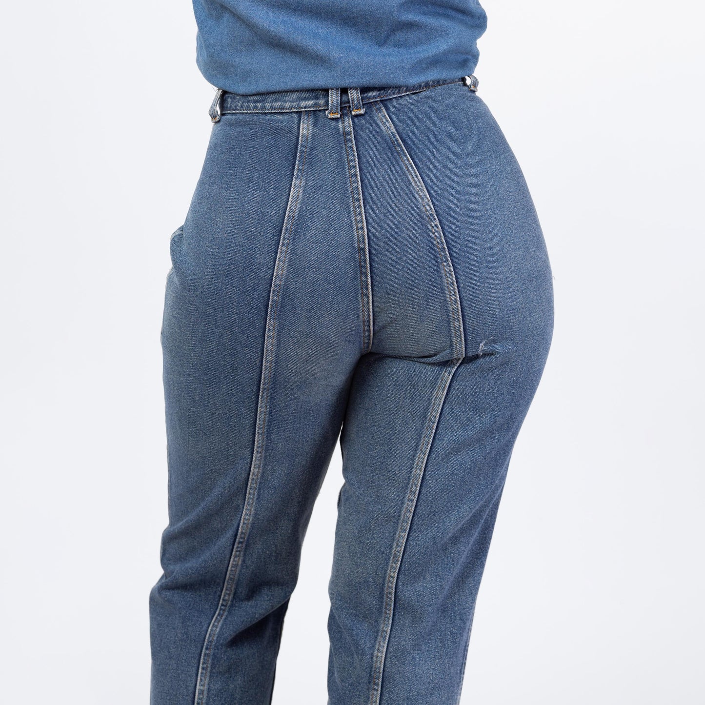 Vintage 90s Grunge Yoked Waist High Rise Curvy Jeans - Medium, 29" Waist | Hourglass Fit Tapered Leg Denim, High Waisted Mom Jeans