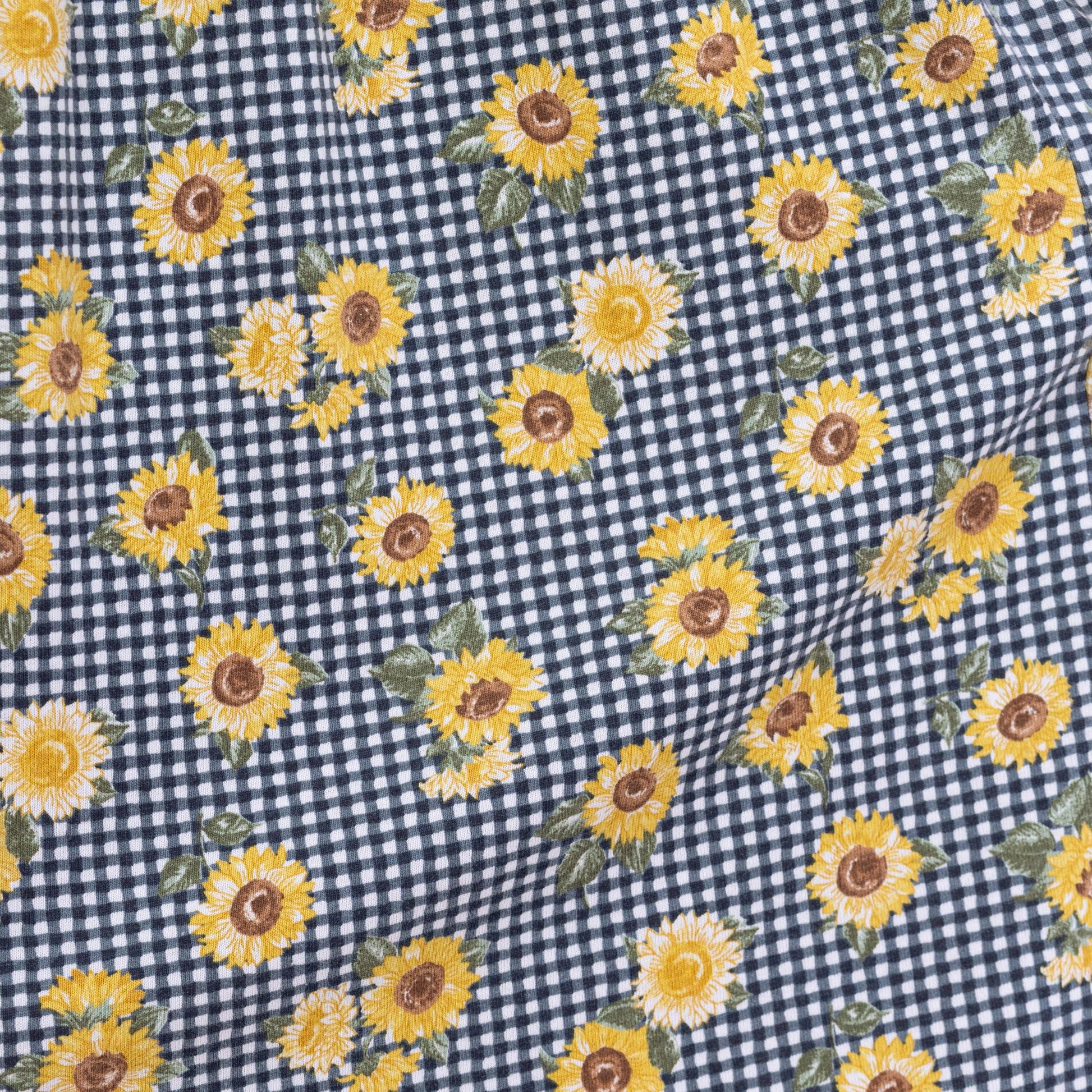 Vintage 90s Sunflower Floral & Chambray Maxi Dress - Medium | Denim Bodice Gingham Boho Grunge Pocket Sundress