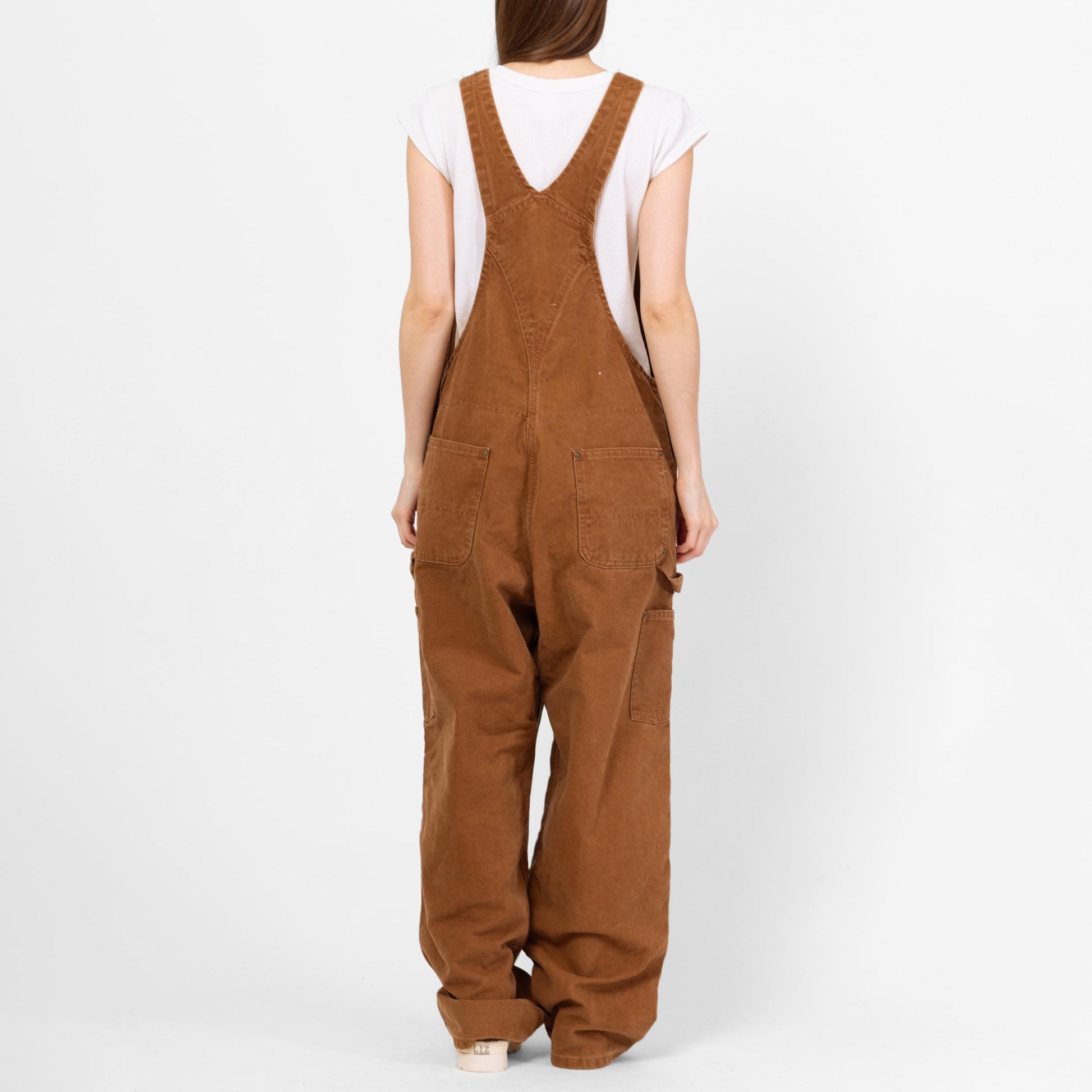 Vintage Carhartt Brown Canvas Flannel Lined Overalls - 38x30 | Unisex Y2K Workwear Jumpsuit