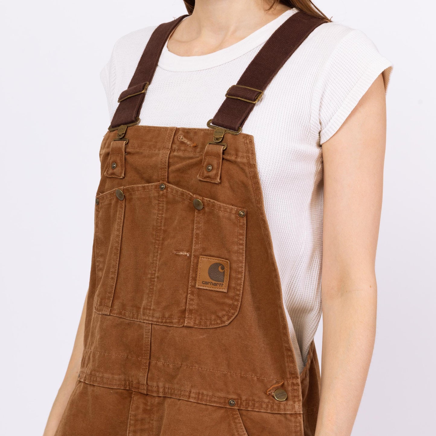 Vintage Carhartt Brown Canvas Flannel Lined Overalls - 38x30 | Unisex Y2K Workwear Jumpsuit