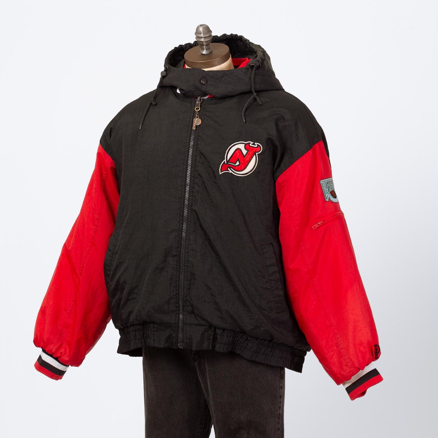 Vintage 90s New Jersey Devils Reversible Pro Player Jacket - Extra Large | Oversize NHL Hockey Hooded Puffy Winter Coat