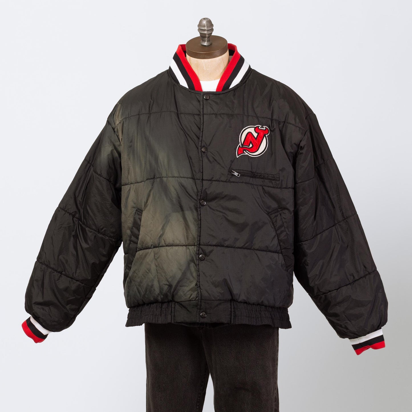 Vintage 90s New Jersey Devils Reversible Pro Player Jacket - Extra Large | Oversize NHL Hockey Hooded Puffy Winter Coat