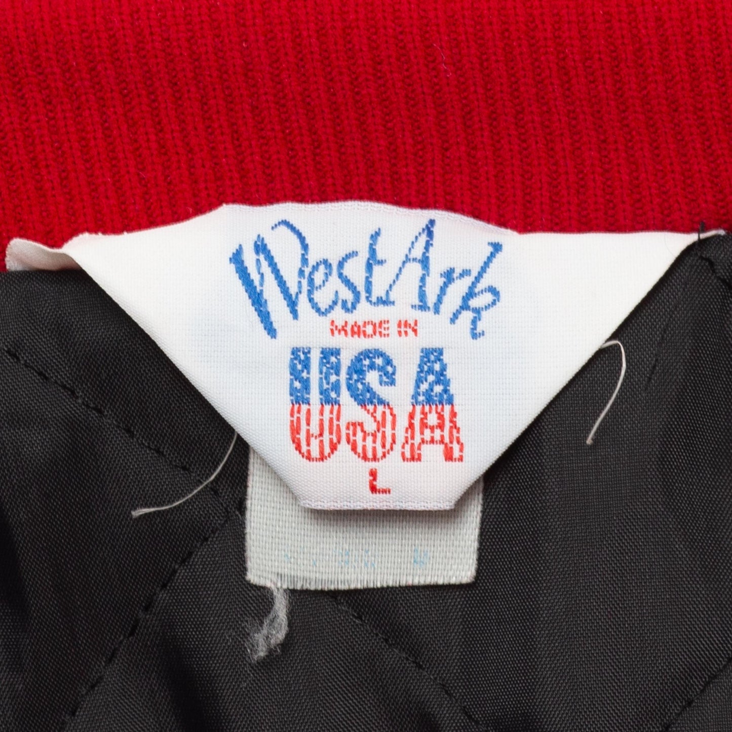 Vintage 80s Marines Satin Bomber Jacket - Large | USMC Bulldog Mascot Red Striped Varsity Windbreaker