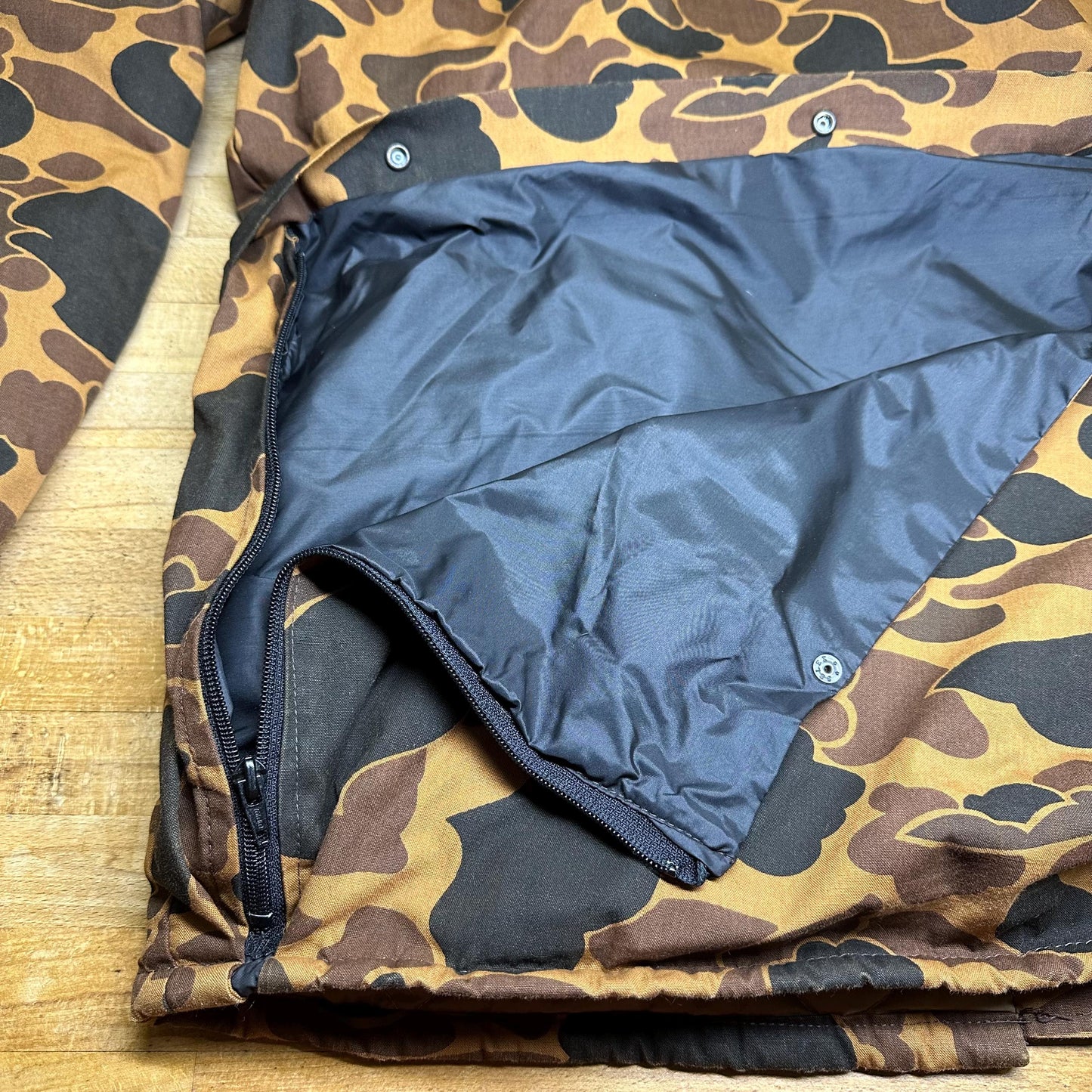 Vintage 80s Camo Duck Hunting Jacket - Medium Tall | Zip Up Utility Field Coat Winter Parka