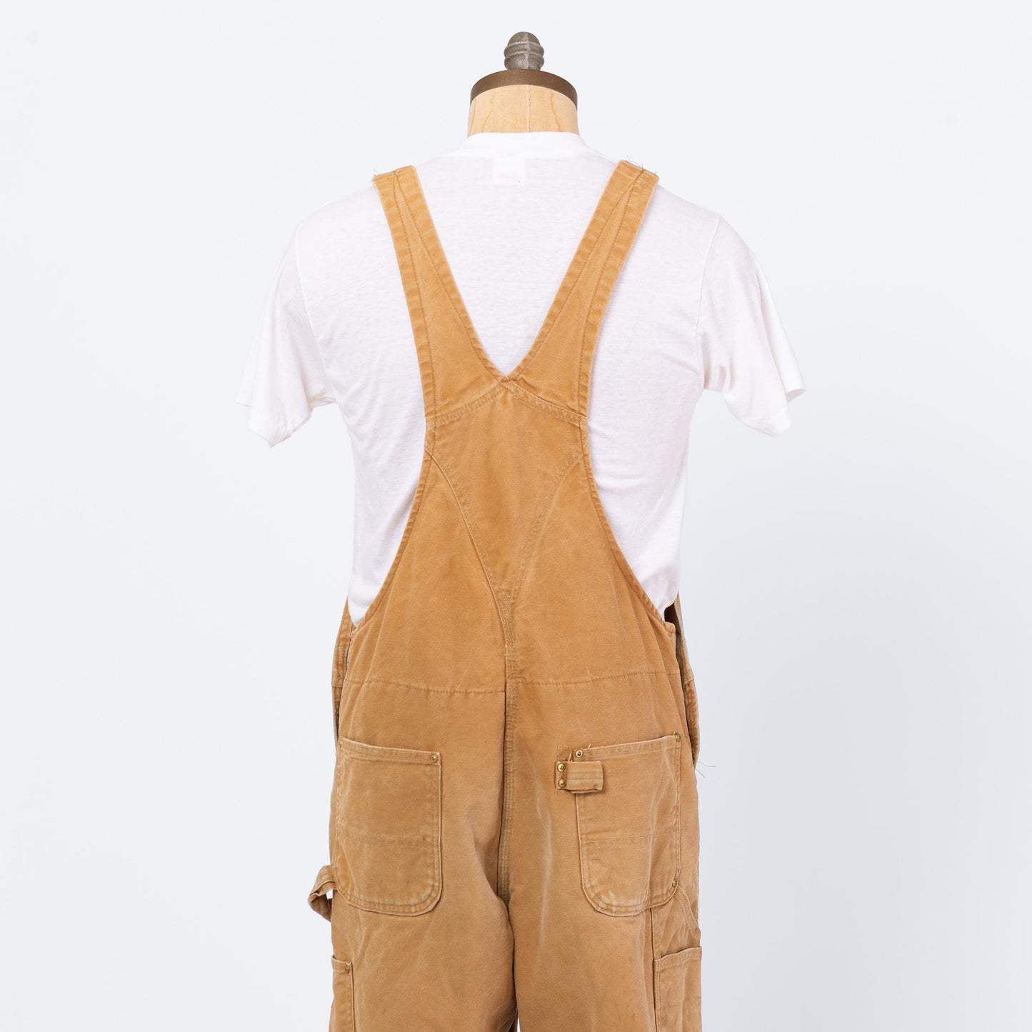 Vintage 90s Carhartt Paint Splattered Tan Quilt Lined Overalls - XL, 41x30 | Made In USA Faded Insulated Distressed Workwear Jumpsuit