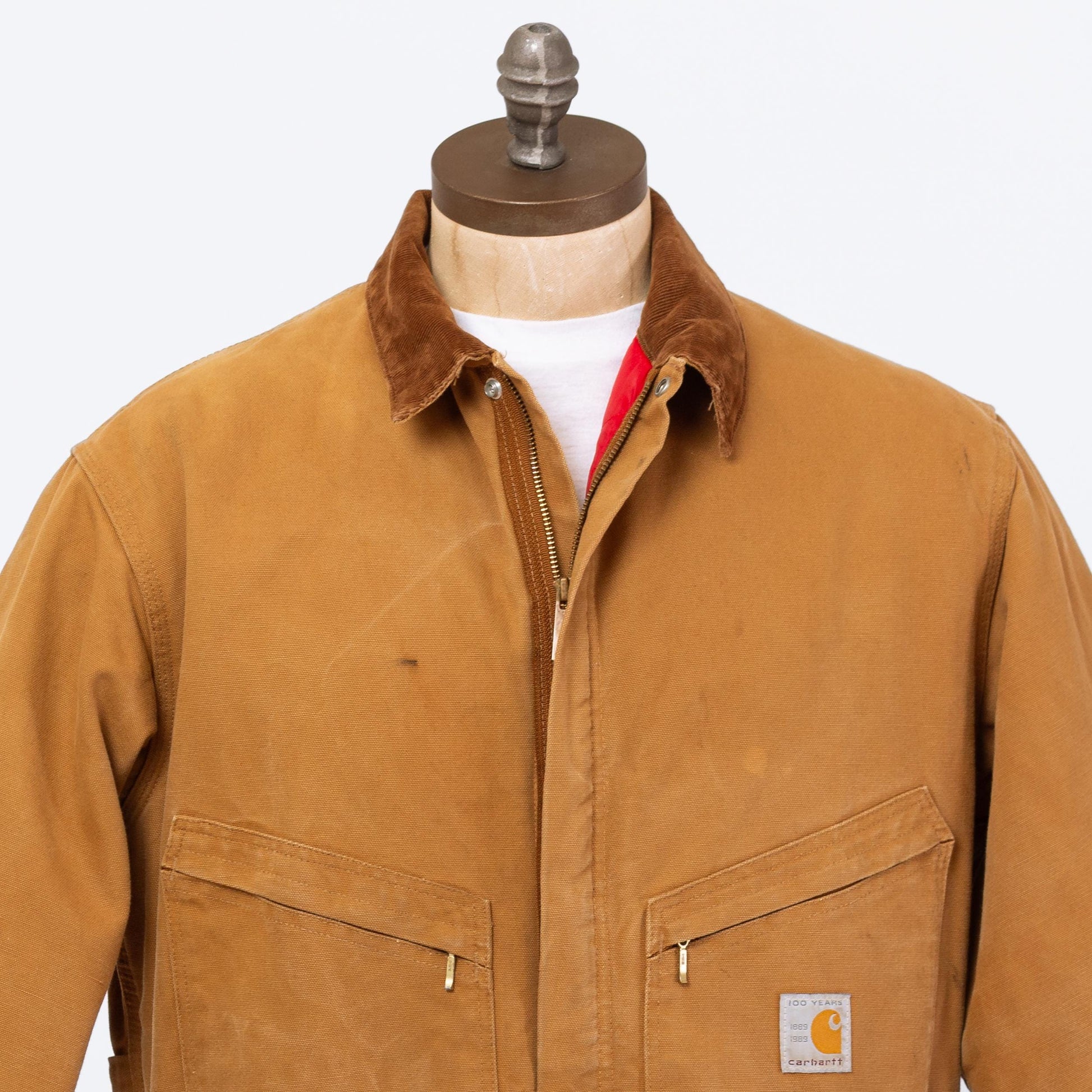 Vintage 80s Carhartt 100 Years Tan Insulated Coveralls - 46 Short | 1989 Distressed Union Made In USA Canvas Quilt Lined Workwear Jumpsuit