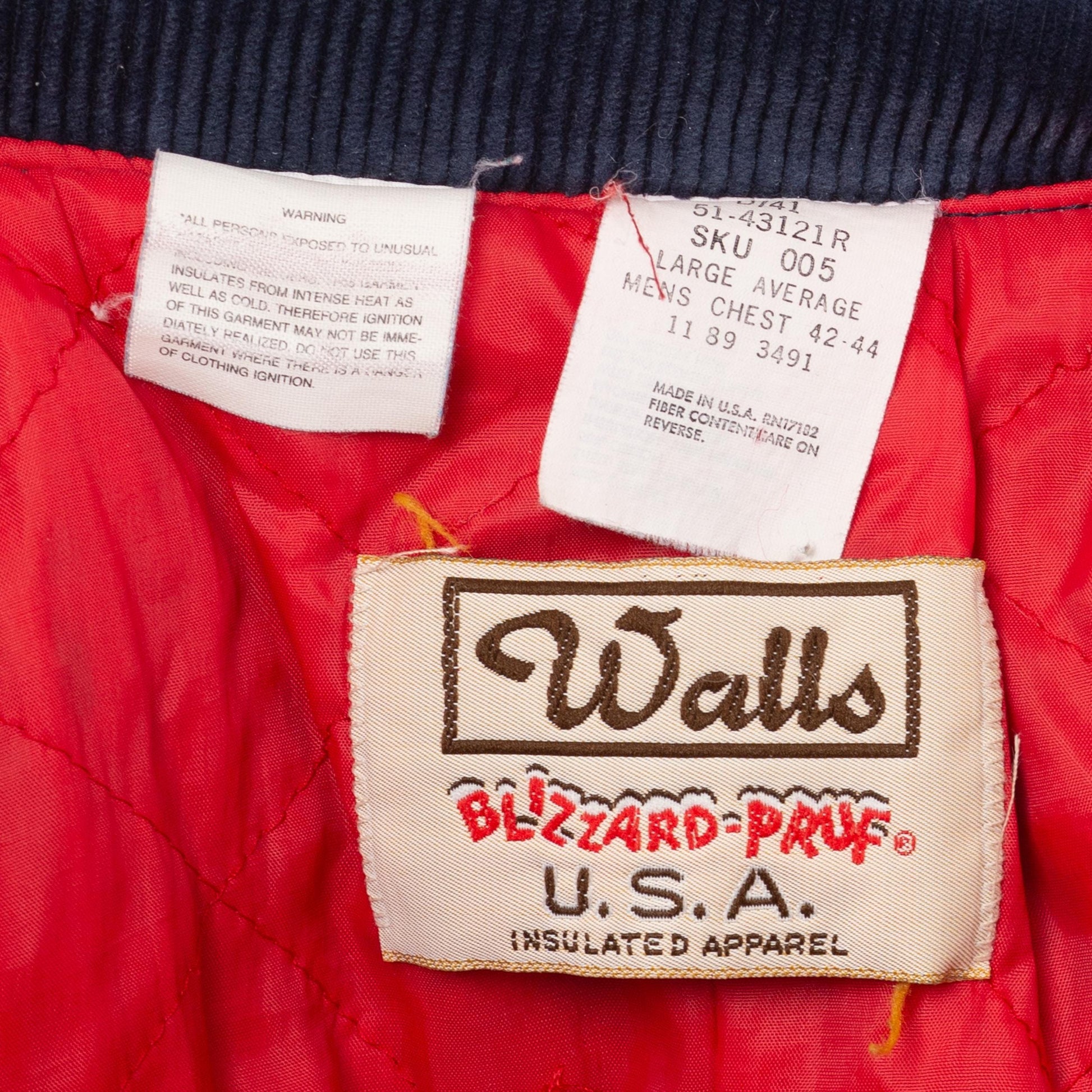 Vintage 80s Walls Blizzard Pruf Navy Blue Insulated Coveralls - Large | Quilt Lined Workwear Zip Front Winter Ski Jumpsuit