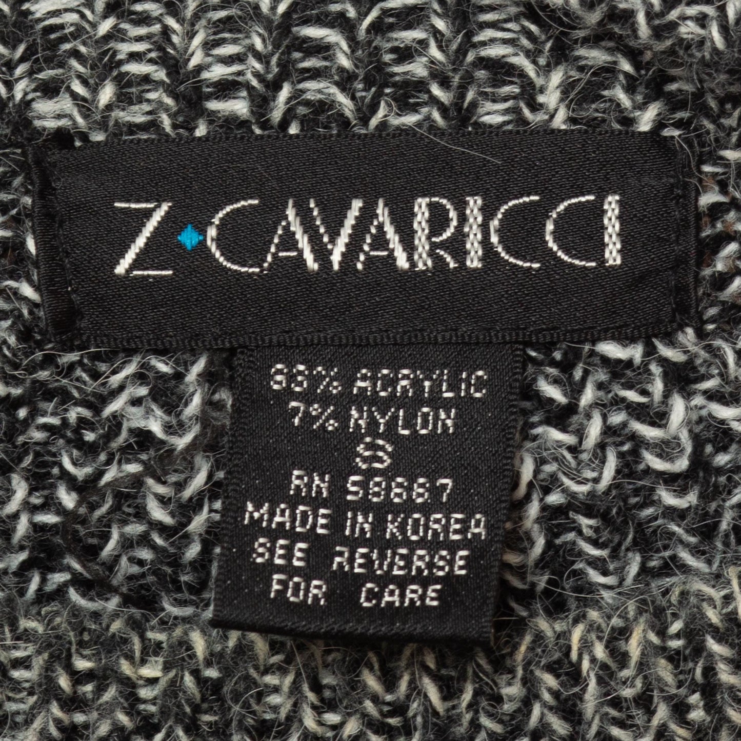 Vintage 80s Salt & Pepper Marled Knit Leather Trim Sweater - Small | Euro Athleisure Z Cavaricci Slouchy Pullover Sweater