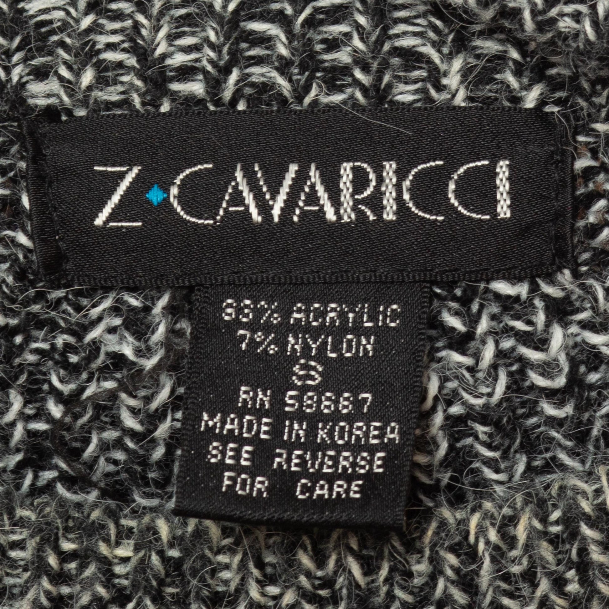 Vintage 80s Salt & Pepper Marled Knit Leather Trim Sweater - Small | Euro Athleisure Z Cavaricci Slouchy Pullover Sweater