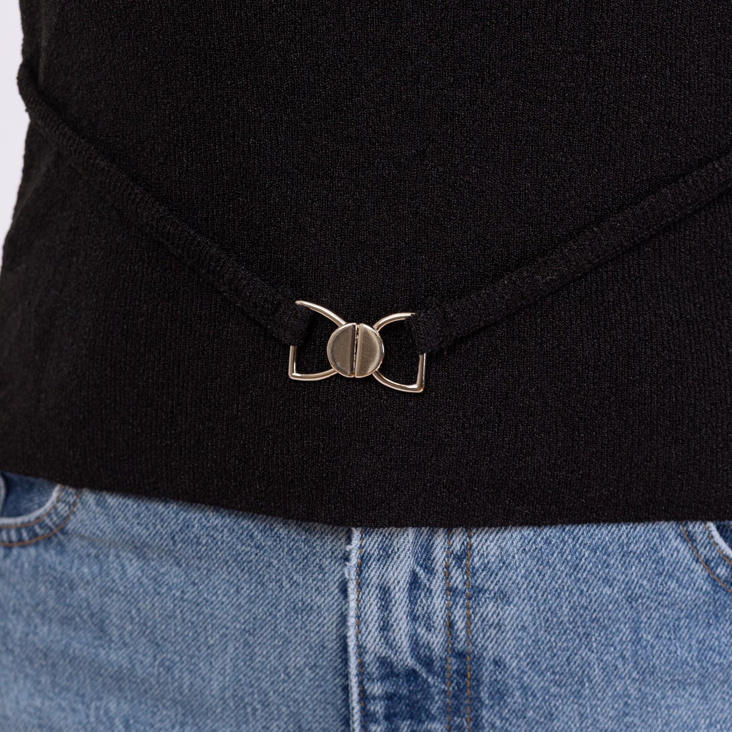 Vintage 90s Minimalist Black Belted Tank Top - Medium | Stretchy V Neck Sleeveless Shirt