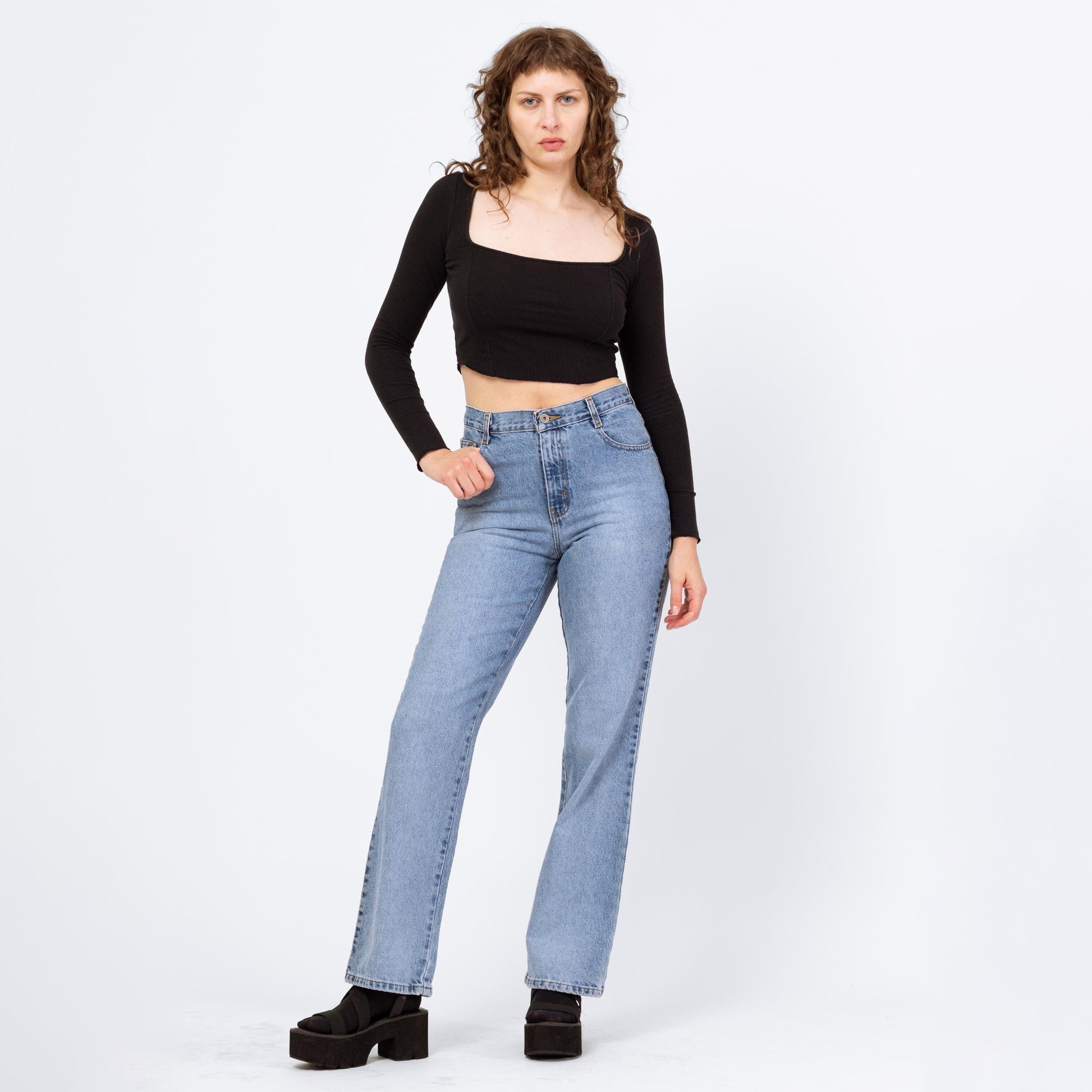 Vintage 90s Mid Rise Bootcut Jeans - Small, Size 6 | Light Wash Denim Mom Jeans