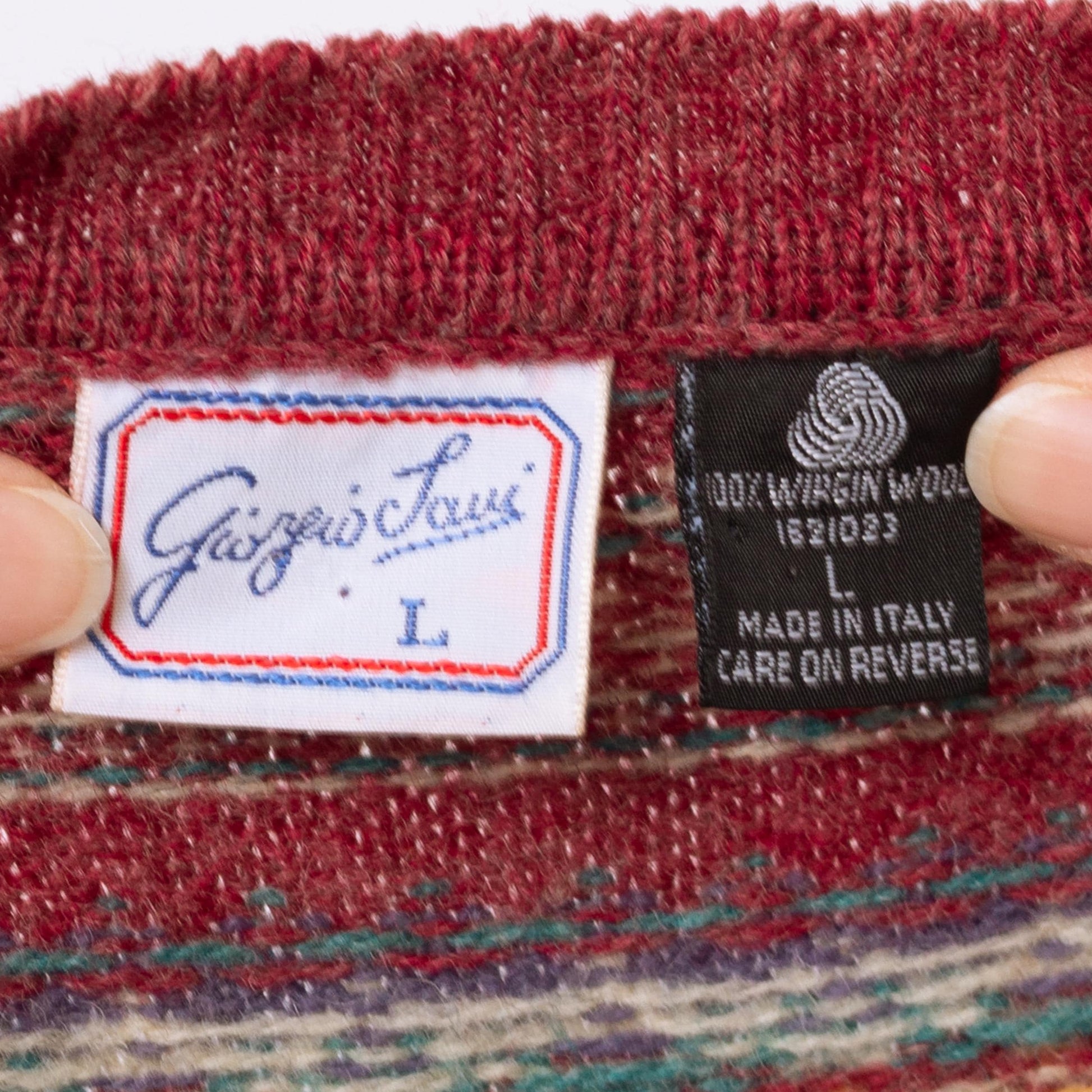 Vintage 80s Red Fair Isle Wool Sweater Vest - Large | Preppy Striped Knit Sleeveless V Neck Sweater