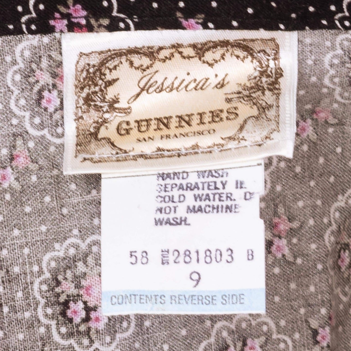 Vintage 70s Gunne Sax Black Calico Floral Prairie Skirt - Extra Small, 25” Waist | Jessica's Gunnies Boho Lace Trim Cottagecore Midi Skirt