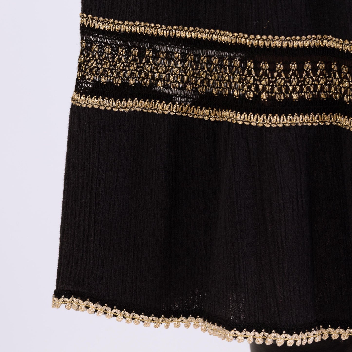 Vintage 90s Grecian Black & Gold Gauzy Skirt - XS to Large | Made In Greece Crinkle Boho Metallic Festival Midi Skirt