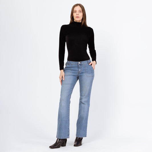 Vintage Y2K Low Rise Bootcut Jeans – Small, Size 6 | Light Wash 2000s Denim Low Riders