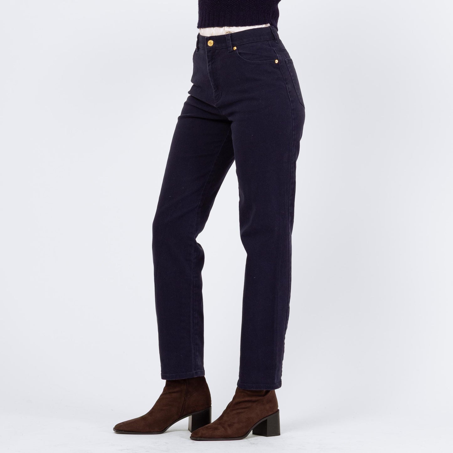 Vintage 90s Ralph Lauren Soft Midnight Blue Jeans - Small, Size 4 | High Waisted Slim Tapered Leg Dark Wash Stretch Jeans