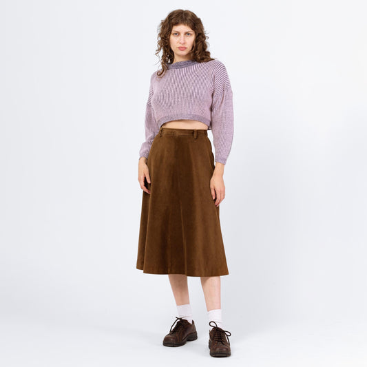 Vintage 70s Brown Corduroy A Line Skirt - Small, 27" Waist | Retro High Waist Midi Skirt