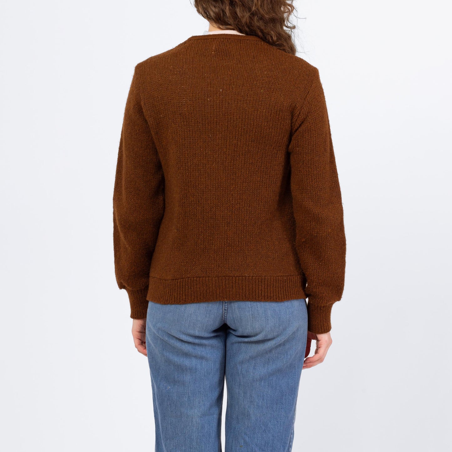 Vintage 70s Brown Suede Knit Sportigan Sweater - Medium | Unisex Leather Trim Button Up V Neck Cardigan