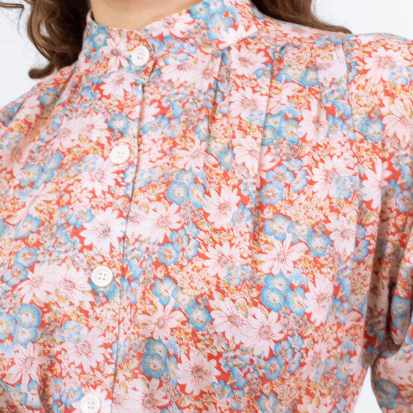 Vintage 70s Floral Cinched Waist Peasant Blouse - Medium | Boho Balloon Sleeve Top