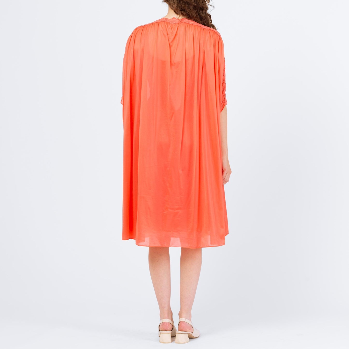 Vintage 60s Vanity Fair Salmon Orange Peignoir Set - Small | Negligee Nightgown Sheer Midi Dress & Robe