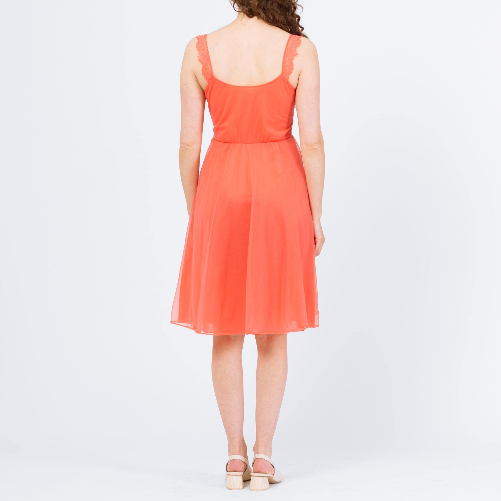 Vintage 60s Vanity Fair Salmon Orange Peignoir Set - Small | Negligee Nightgown Sheer Midi Dress & Robe