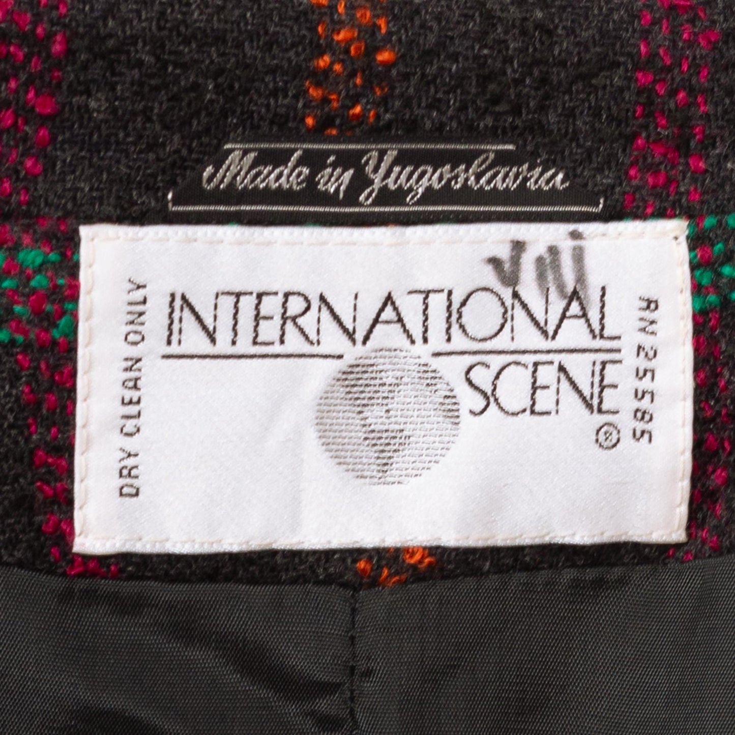 Vintage 80s Black Windowpane Plaid Tweed Blazer - Large | Longline Oversize Button Up Notched Collar Jacket