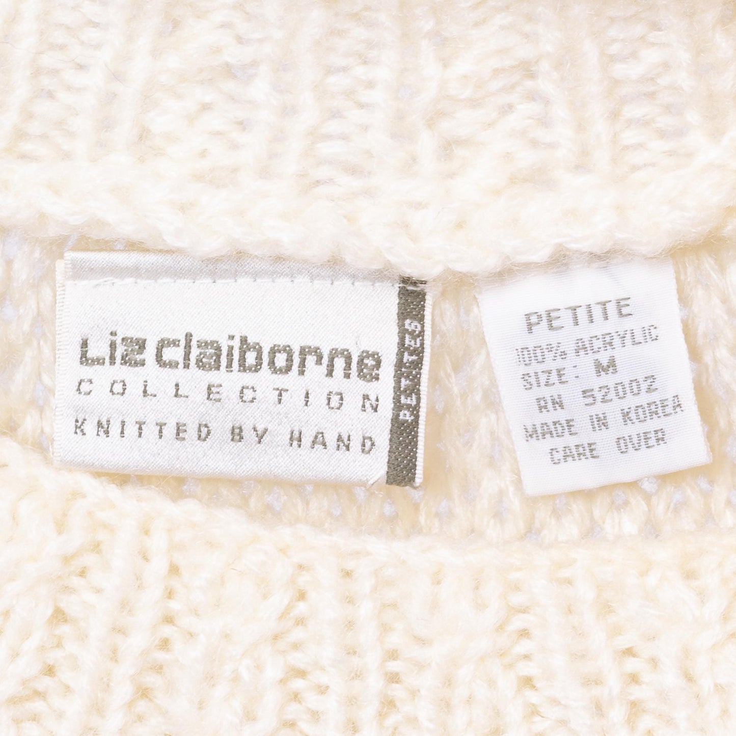 Vintage 90s White Cable Knit Balloon Sleeve Sweater - Medium | Chunky Bobble Knit Pullover