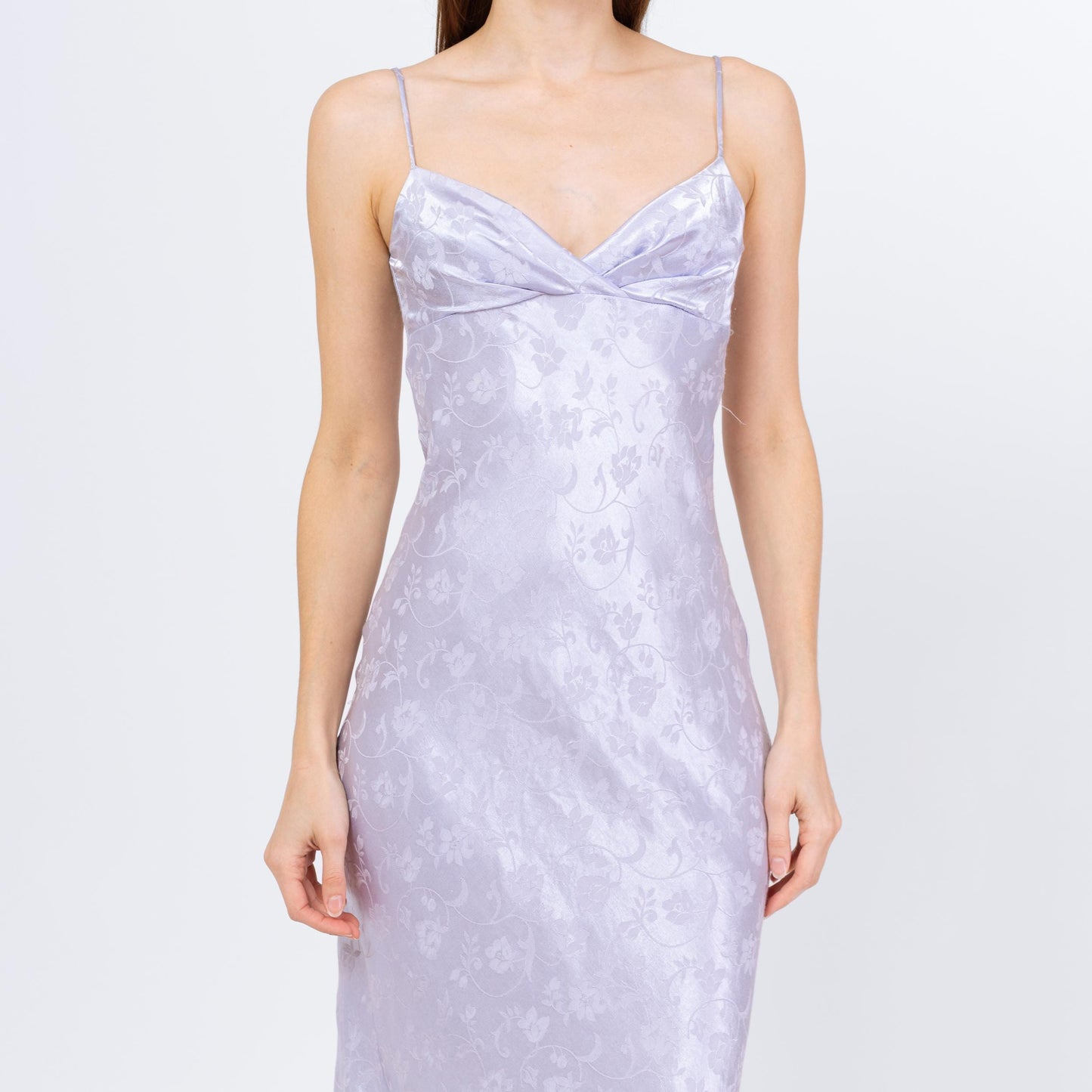 Vintage 90s Pastel Lavender Jacquard Low Back Bias Cut Gown - Small, Size 4 | A Line Formal High Low Hem Evening Maxi Dress