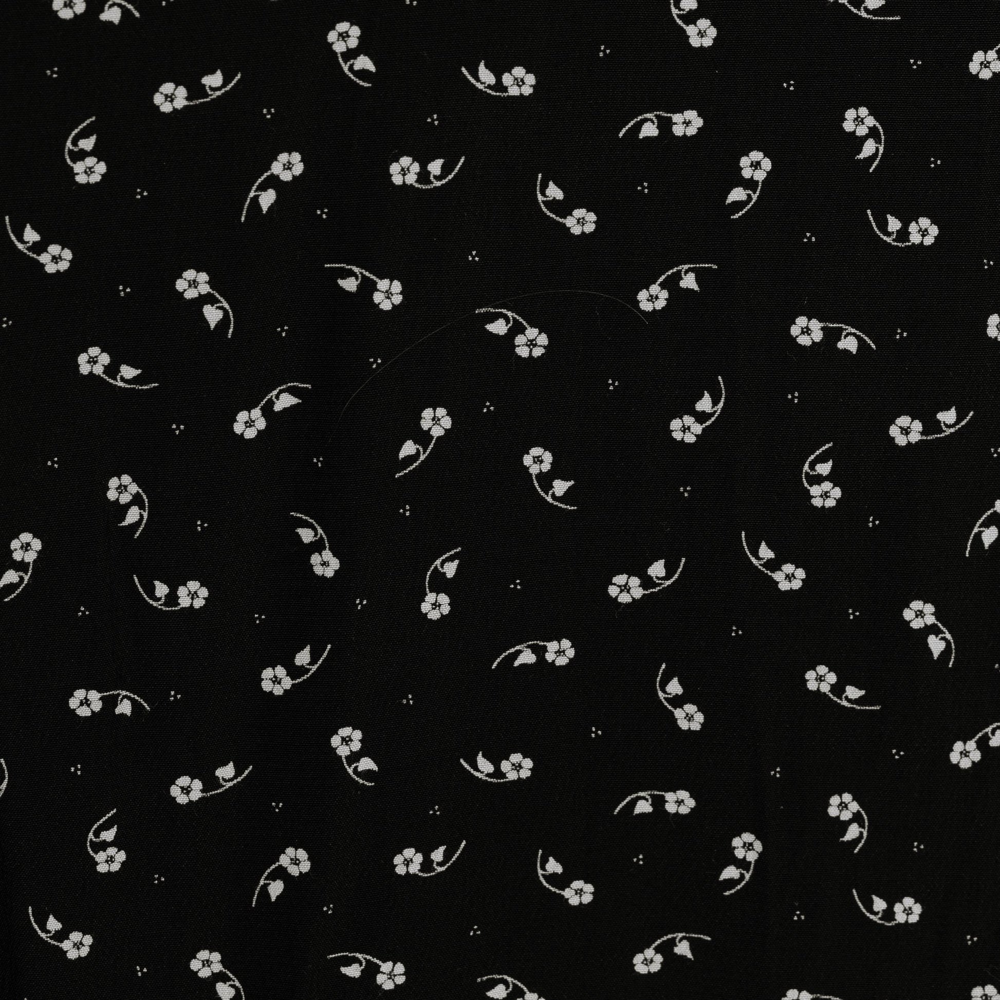 Vintage 90s Black Calico Floral Grunge Midi Skirt - Small to Medium | Boho High Waisted A Line Flowy Skirt