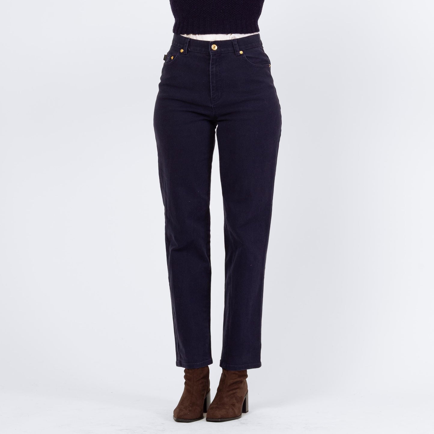 Vintage 90s Ralph Lauren Soft Midnight Blue Jeans - Small, Size 4 | High Waisted Slim Tapered Leg Dark Wash Stretch Jeans