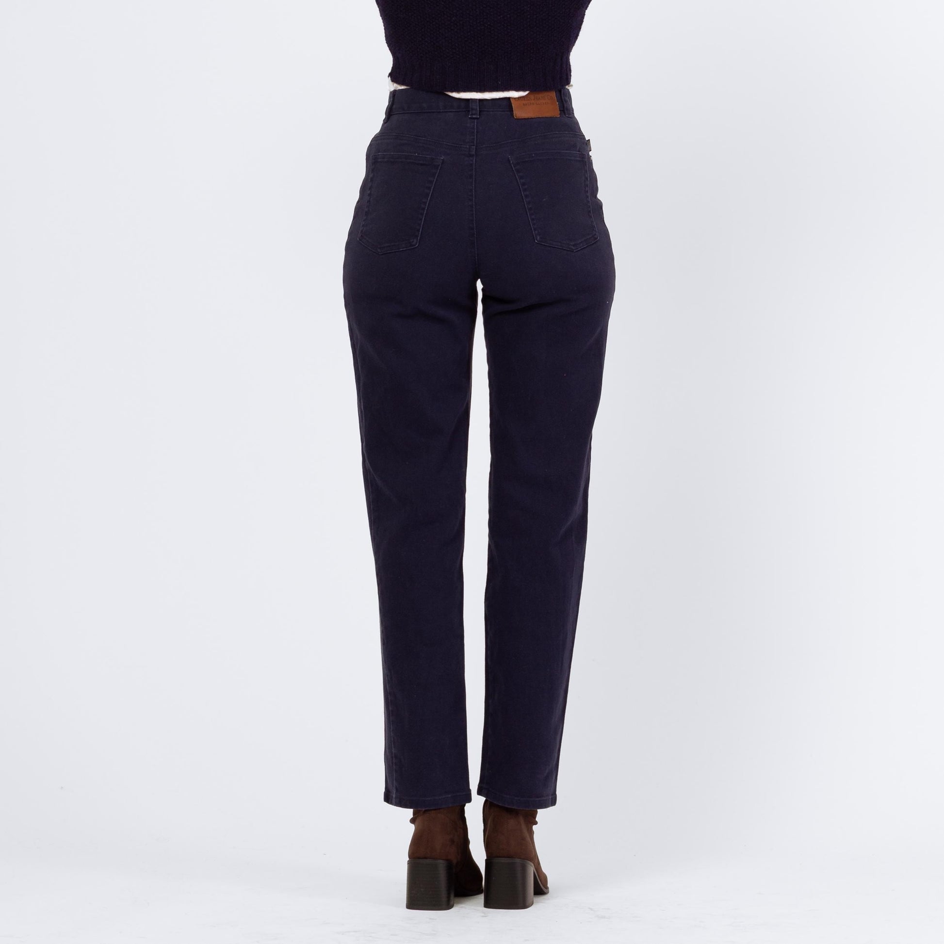 Vintage 90s Ralph Lauren Soft Midnight Blue Jeans - Small, Size 4 | High Waisted Slim Tapered Leg Dark Wash Stretch Jeans