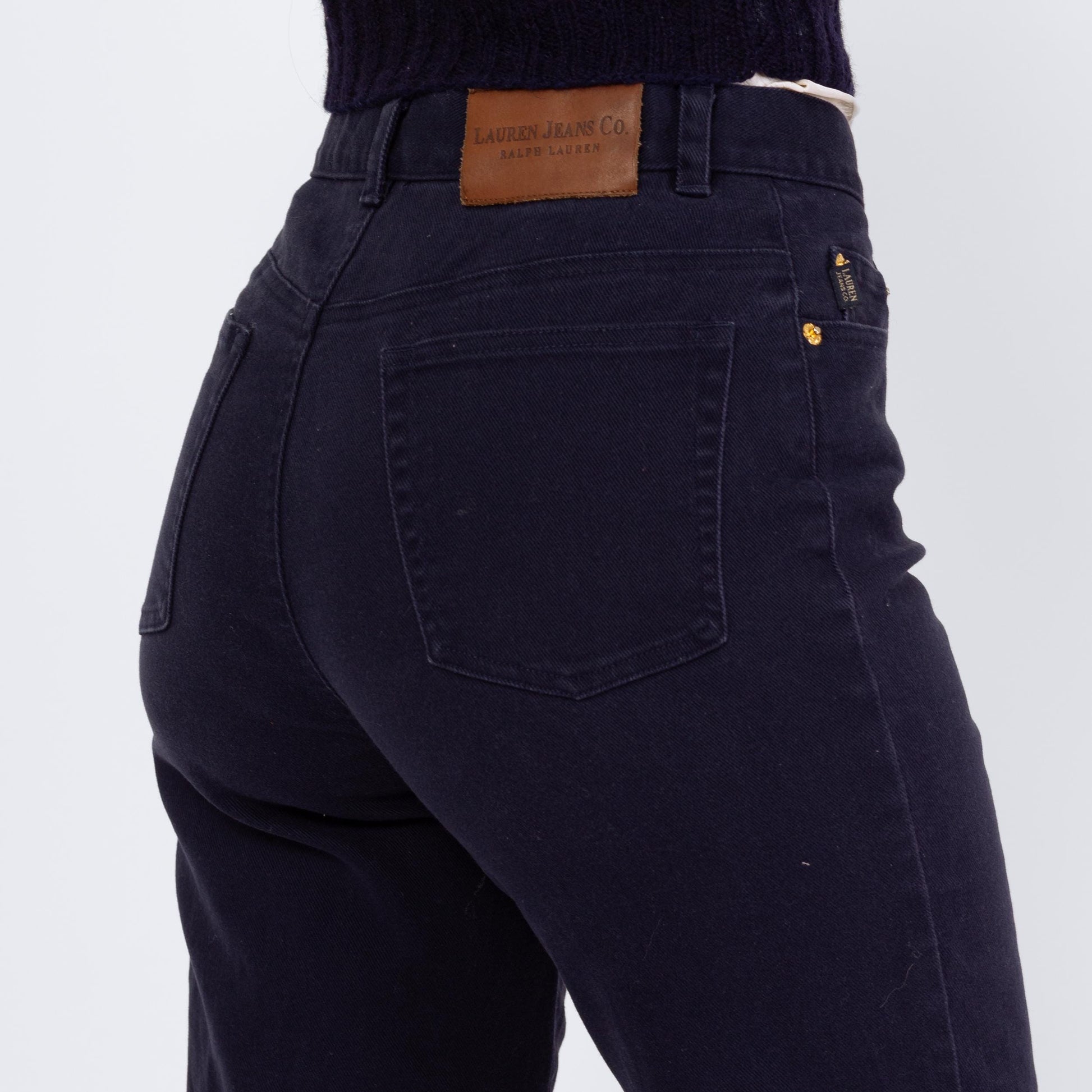 Vintage 90s Ralph Lauren Soft Midnight Blue Jeans - Small, Size 4 | High Waisted Slim Tapered Leg Dark Wash Stretch Jeans