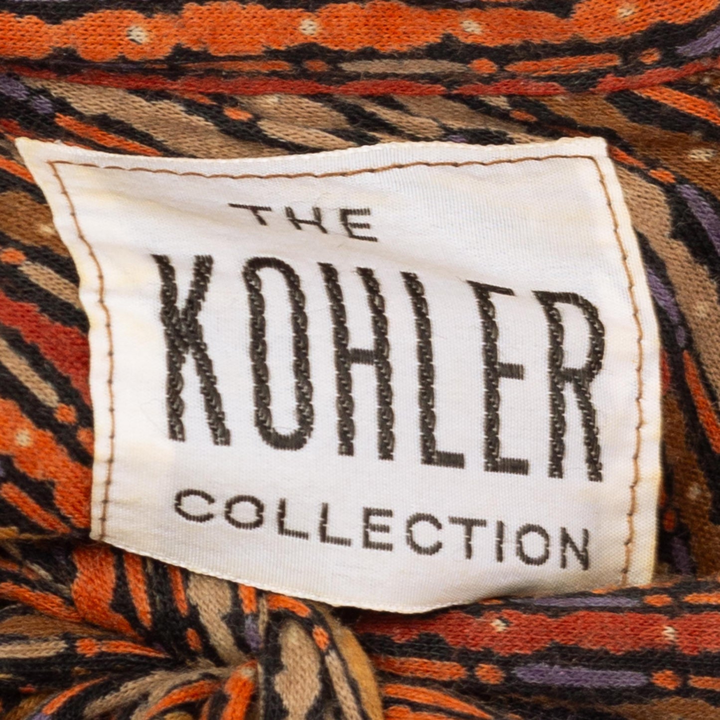 Vintage 70s Earth Tone Flame Stitch Drawstring Waist Midi Shirtdress - Medium | Retro Clothing, Long Sleeve A Line Dress