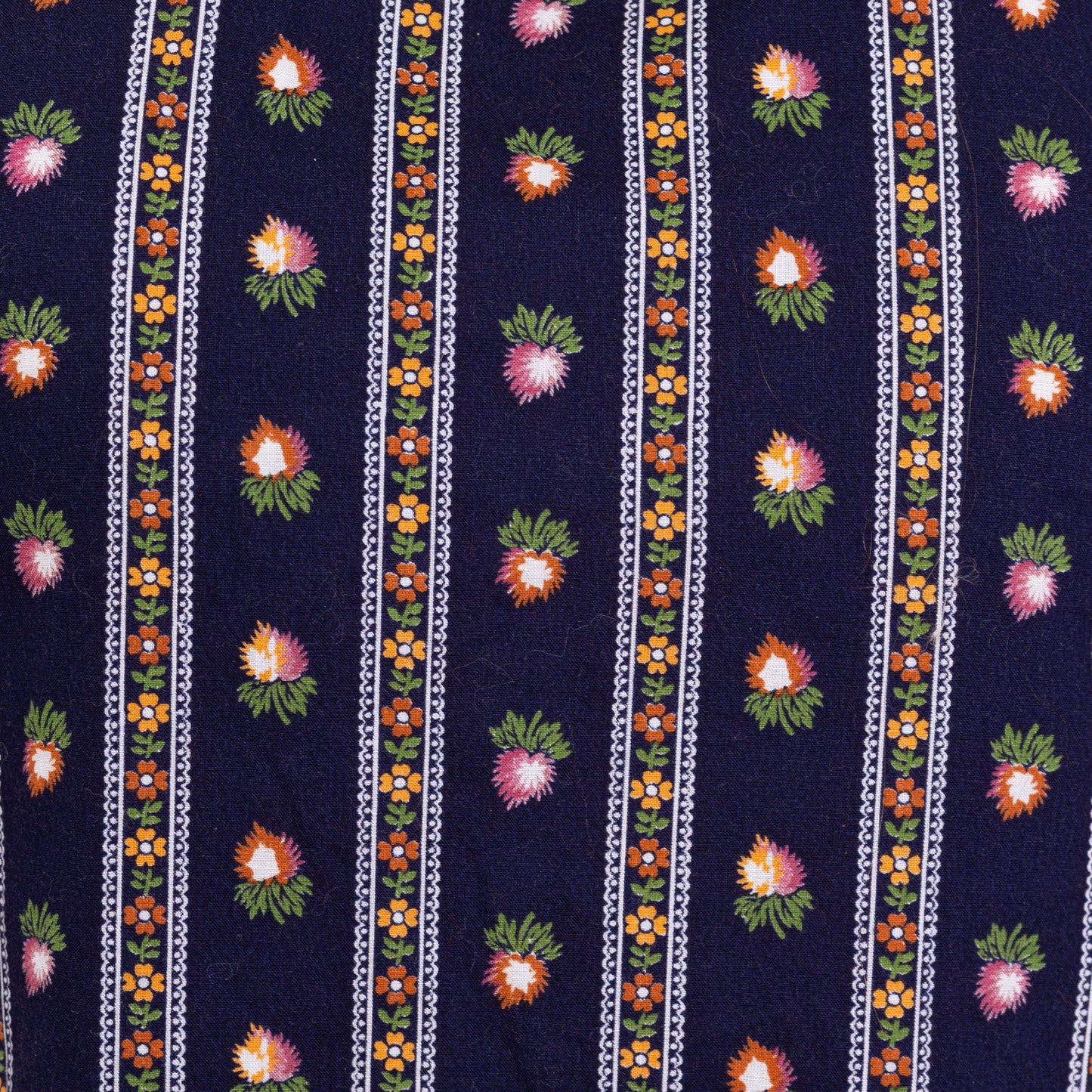 Vintage 70s Striped Floral Painter's Smock - Medium | Navy Blue Lightweight House Jacket Overshirt