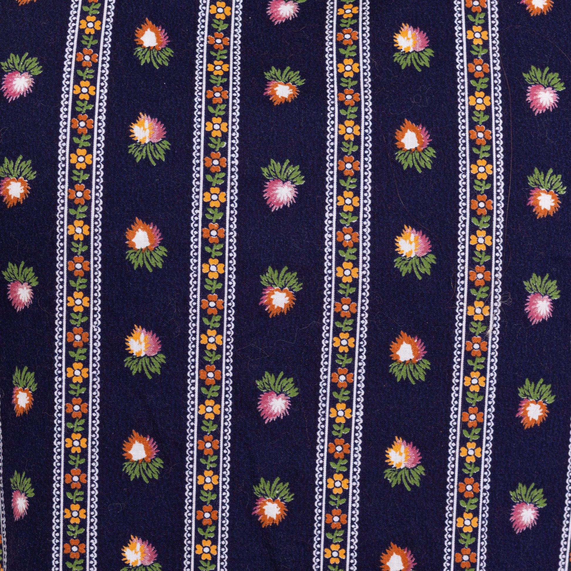 Vintage 70s Striped Floral Painter's Smock - Medium | Navy Blue Lightweight House Jacket Overshirt