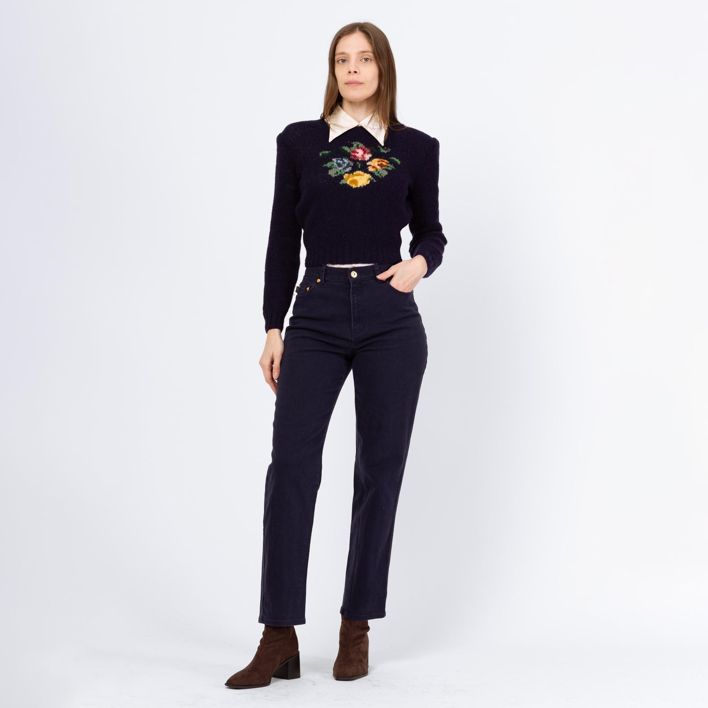 Vintage 90s Ralph Lauren Soft Midnight Blue Jeans - Small, Size 4 | High Waisted Slim Tapered Leg Dark Wash Stretch Jeans