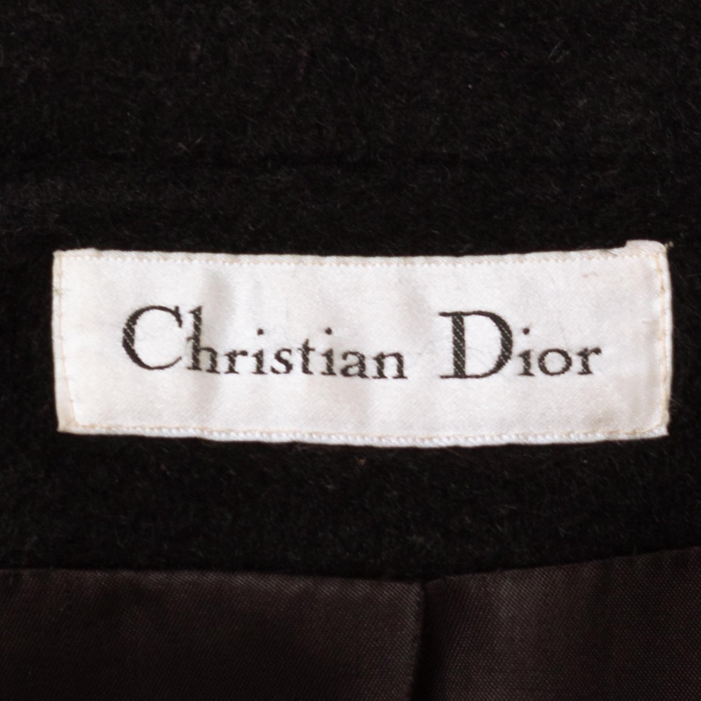 Vintage 80s Christian Dior Black Wool Double Breasted Overcoat - Small, Size 6 | Minimalist Button Up Long Winter Coat