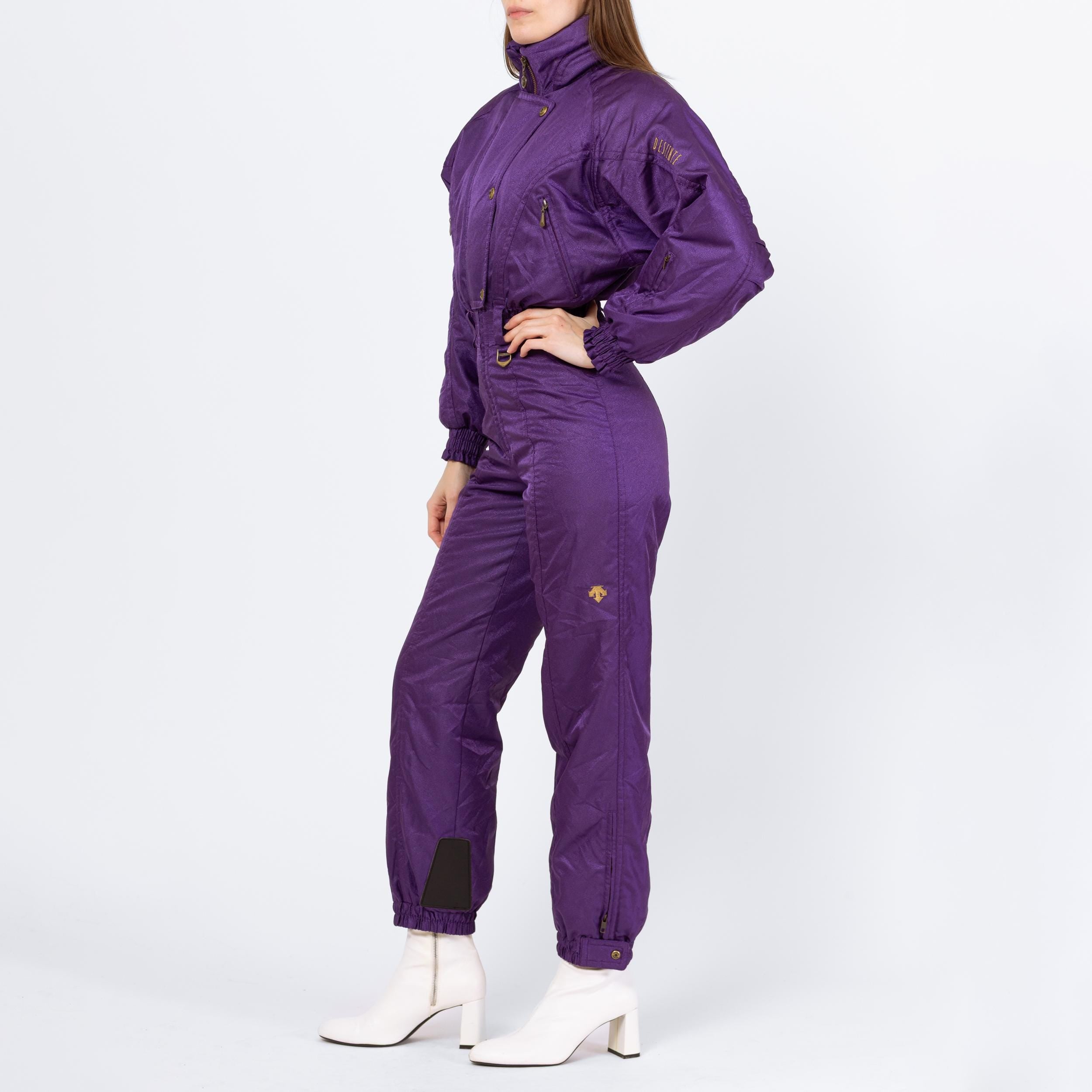 Vintage 80s Descente Purple Dolman Sleeve Ski Suit - Extra Small