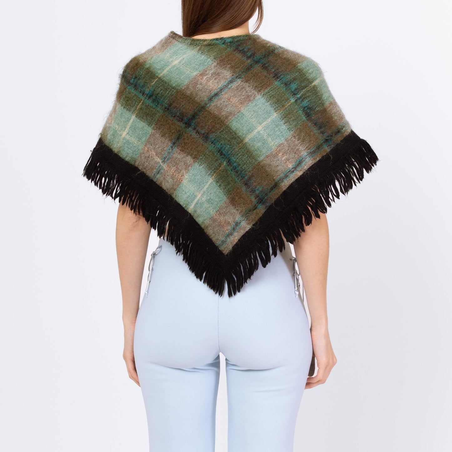 Vintage 60s 70s Mod Tartan Plaid Mohair Mini Cape - Medium | Strathtay Originals Poncho Shawl Fall Winter Coat