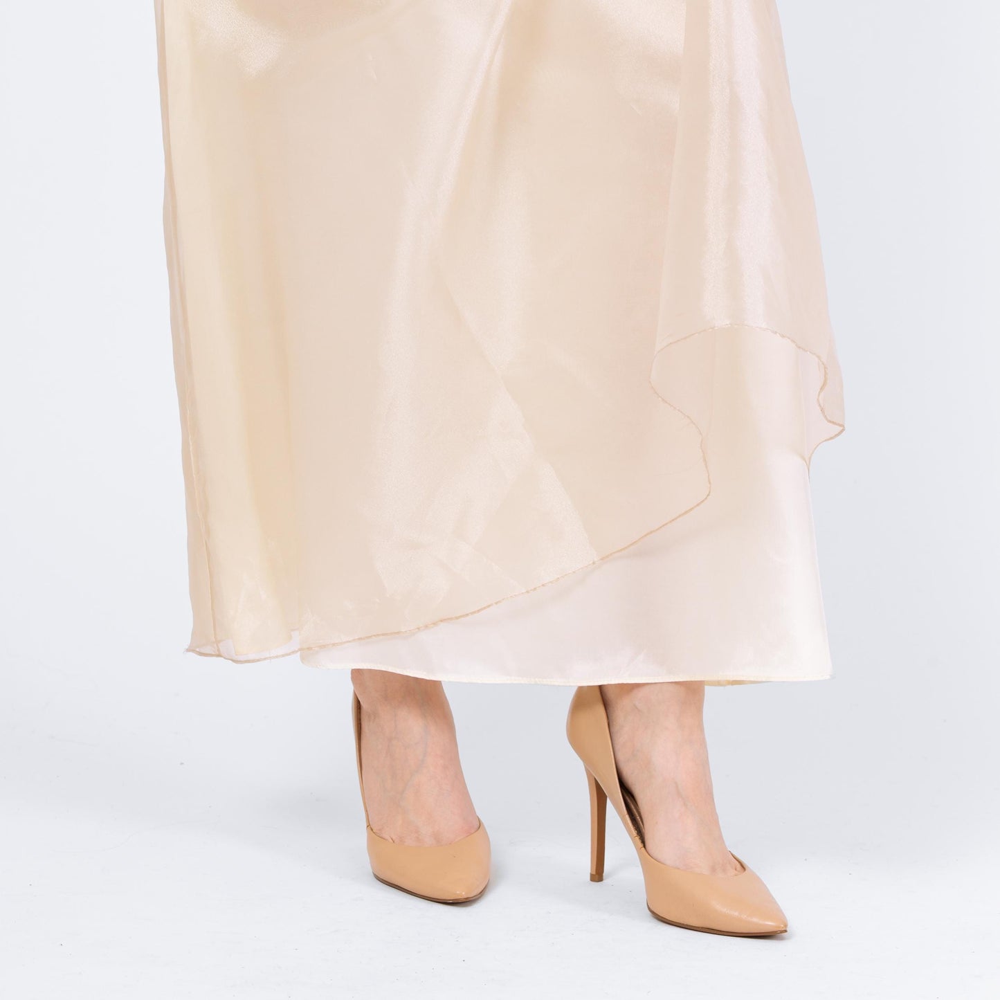 Vintage 90s Ivory Organza Bridal Maxi Skirt - Extra Small, 25" Waist | High Waisted Floor Length Formal Wedding Skirt