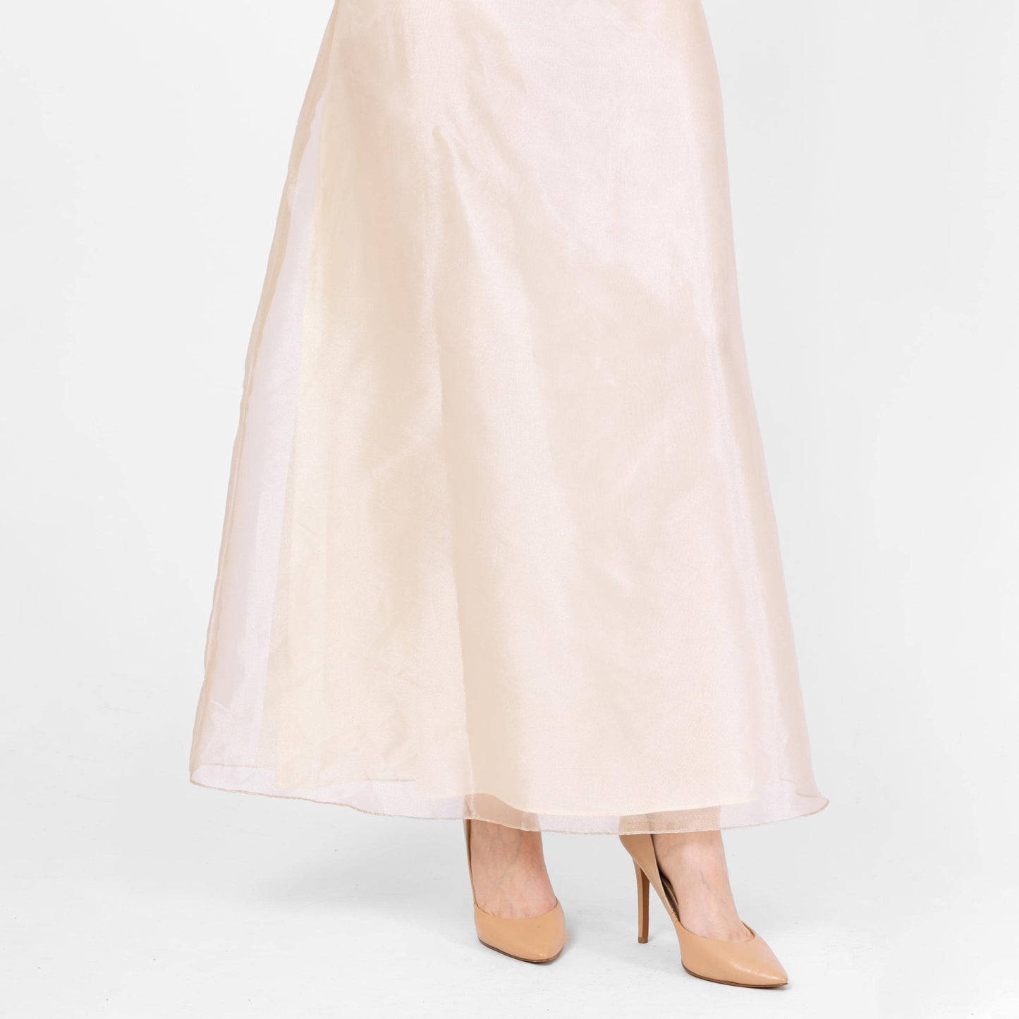 Vintage 90s Ivory Organza Bridal Maxi Skirt - Extra Small, 25" Waist | High Waisted Floor Length Formal Wedding Skirt