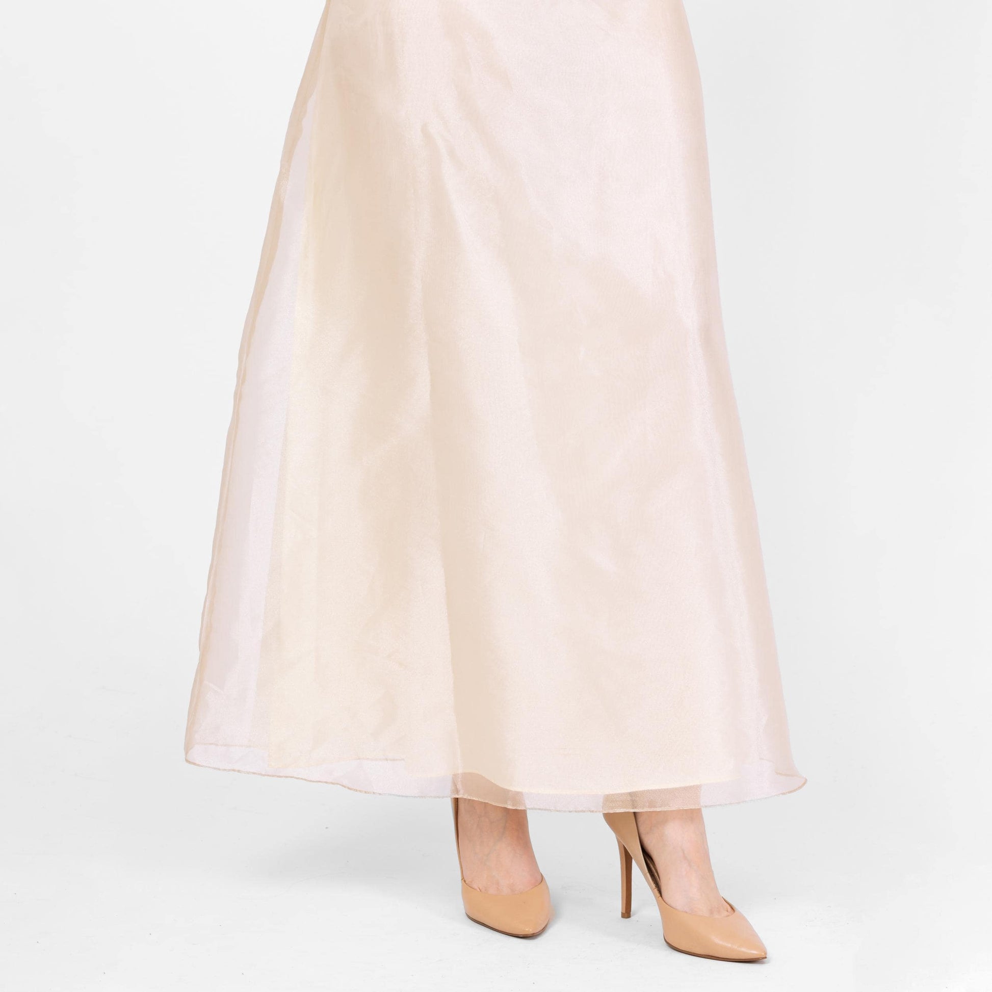 Vintage 90s Ivory Organza Bridal Maxi Skirt - Extra Small, 25" Waist | High Waisted Floor Length Formal Wedding Skirt