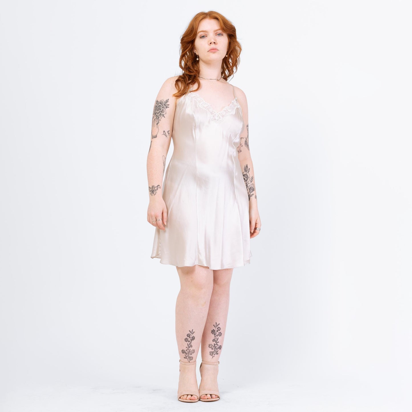 Vintage 90s Victoria's Secret Silver Silk Slip Dress - Large | Spaghetti Strap Lingerie Mini Satin Chemise Nightie