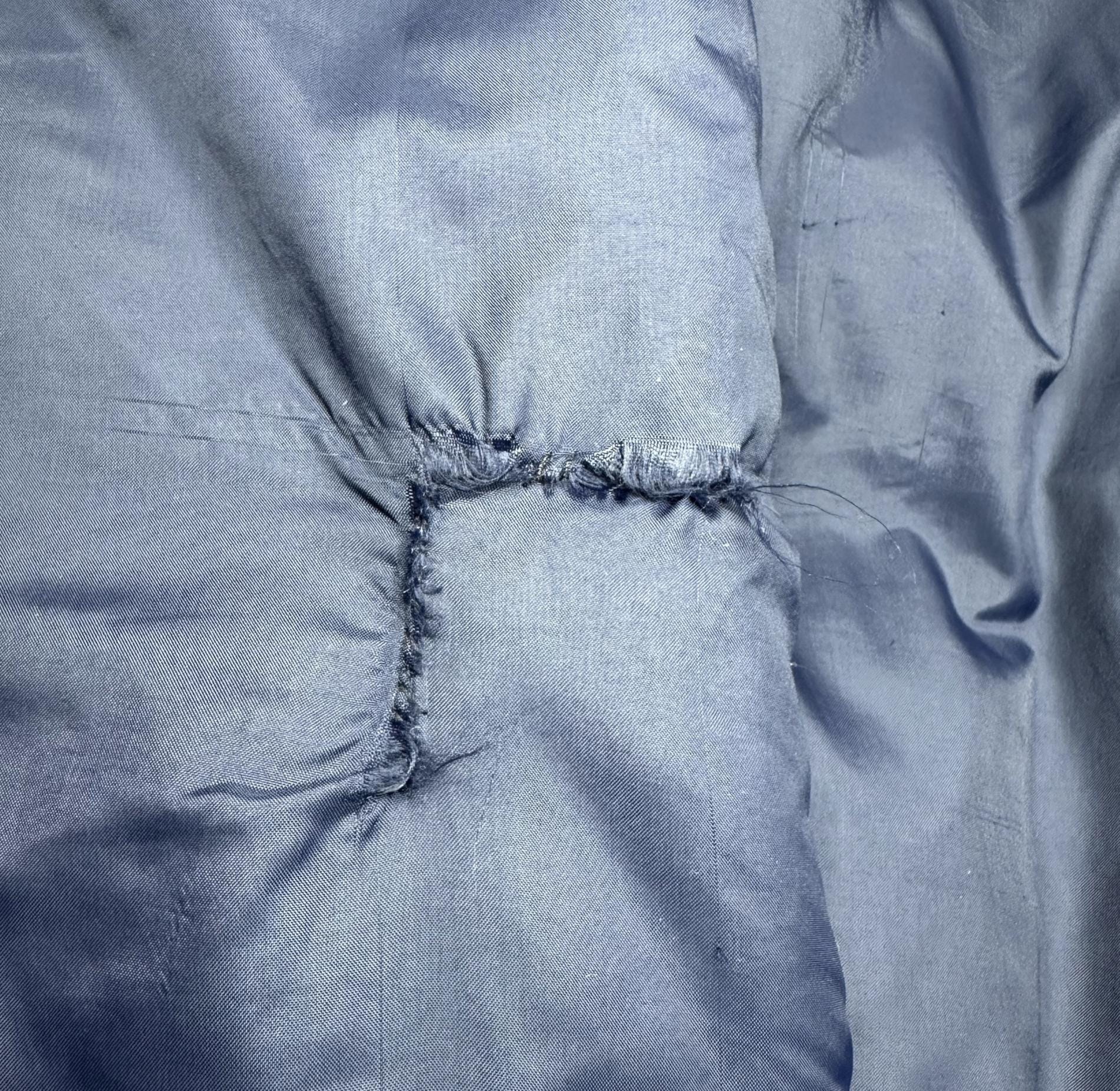 Vintage 70s 80s Roffe Down Feather Puffer Ski Jacket - Large | Distressed Navy Blue Primary Color Block Puffy Winter Coat