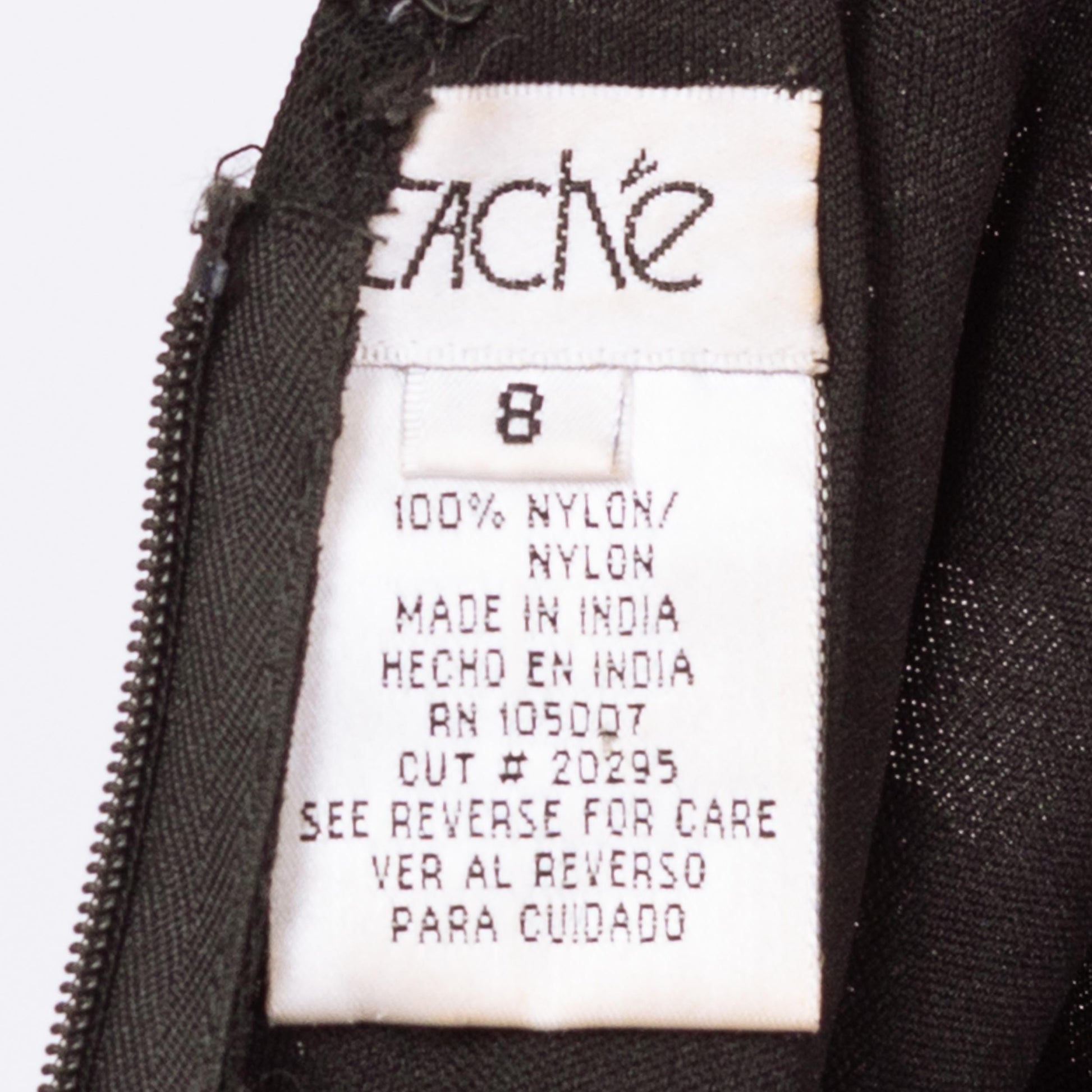 Vintage 90s Cache Black Beaded Deco Evening Gown - Small | Gothic Formal Mesh Bodycon Halter Maxi Dress